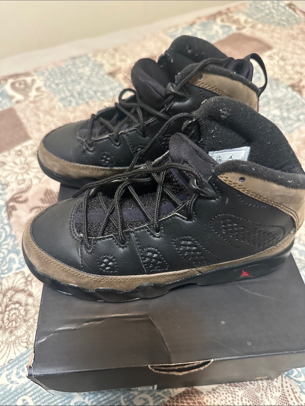 Jordan Kids Black and Brown High Top Sneakers